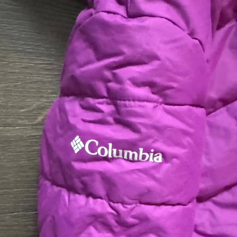 Girls Columbia Arctic Blast Purple Hooded Puffer Jacket size XS 6/6x